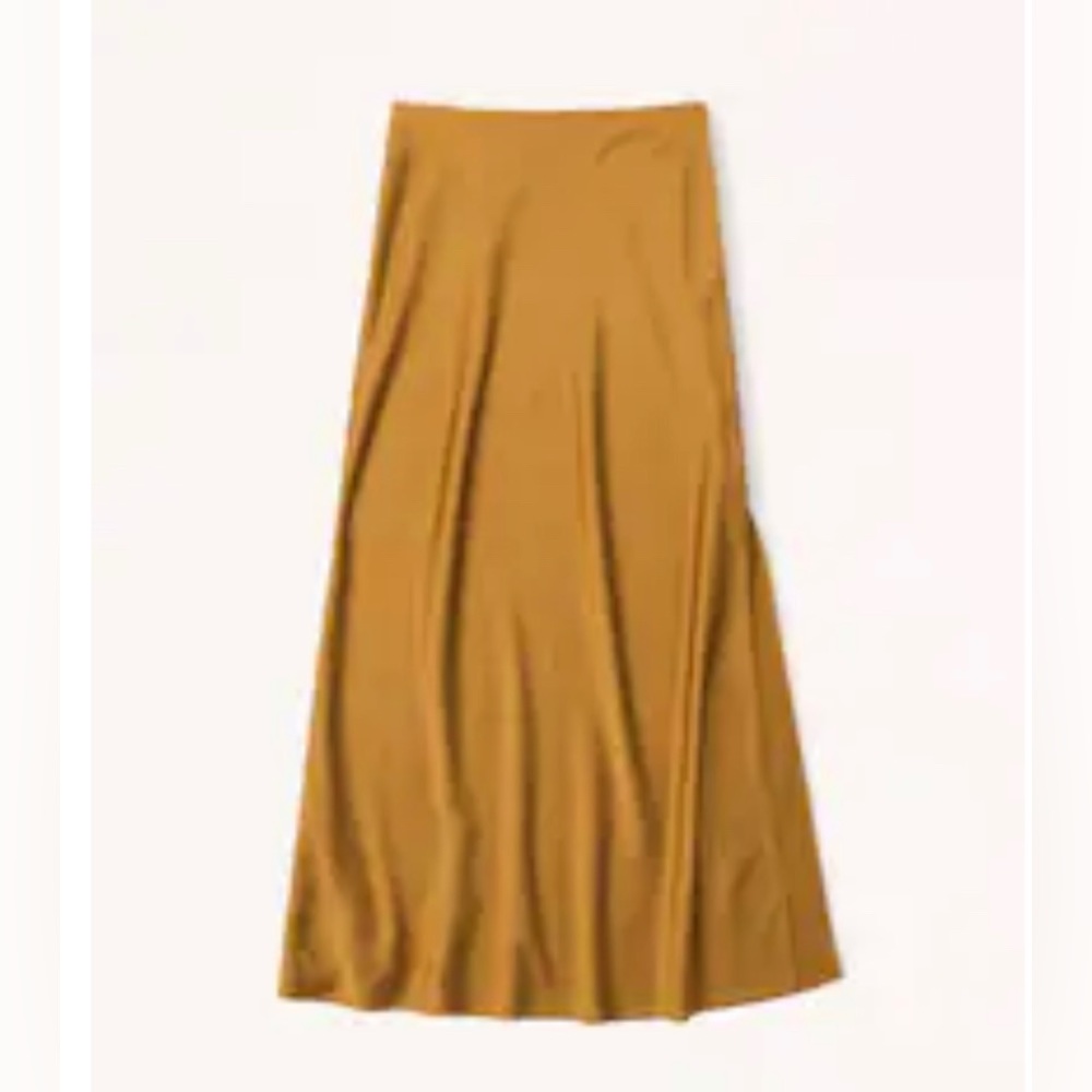 A&F Elevated Satin Maxi Skirt Ochre